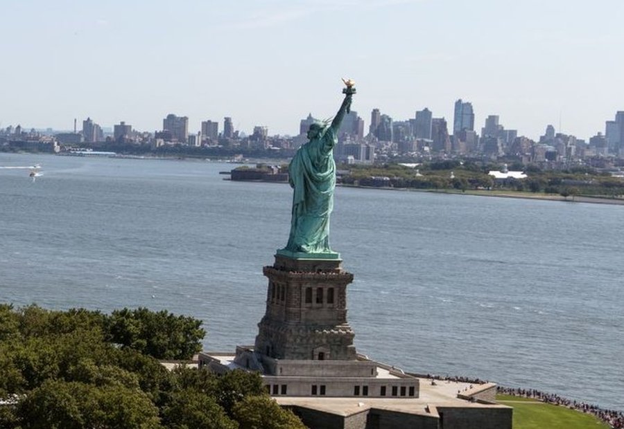 The Statue of Liberty in New York harbour